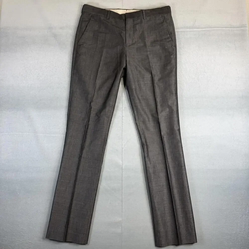 Paul Smith Dress Pants Mens 32x33 Gray Mohair Cotton Blend Slim Flat Front